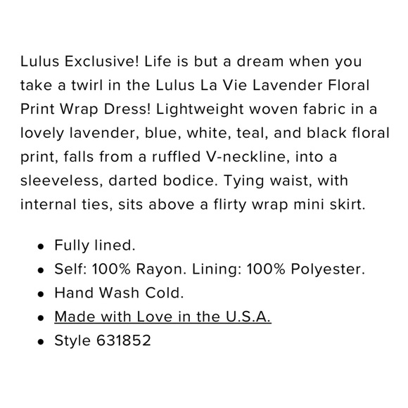 Lulu’s La Vie Lavender Floral Sleeveless V-Neck Wrap Ruffle Dress Women’s Sz XL - Picture 14 of 14